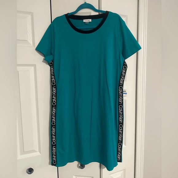NWT Turquoise Calvin Klein T-Shirt Dress - Picture 1 of 5